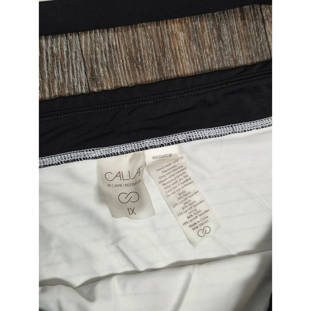 CALIA by Carrie Underwood Womens Striped Bikini Set XL Top 1X Bottoms Black - Picture 2 of 4